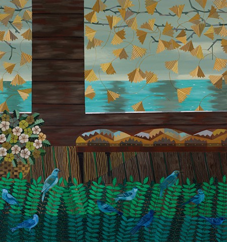 Blue Birds on the Porch