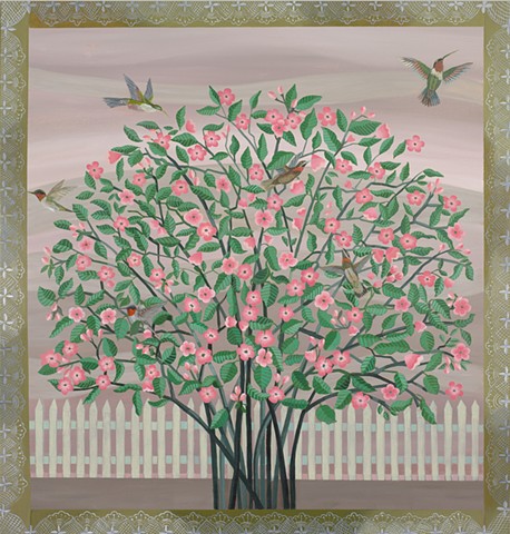 Hummingbirds in the Quince Tree