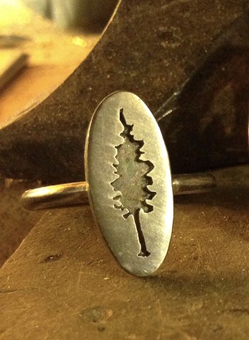 Recessed Tree Silhouette Ring
