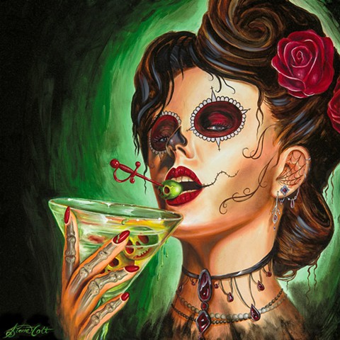 Day of the dead, skull, martini