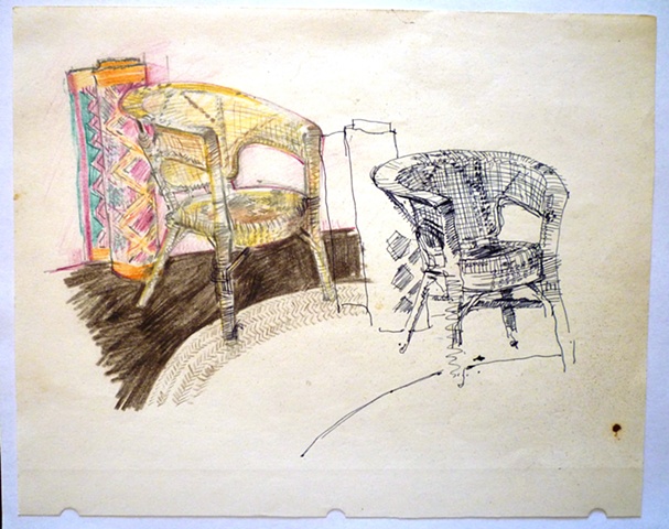 Cane chair & rugs