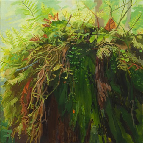 forest floor contemporary painting moss