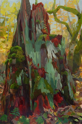 forest floor lichen contemporary painting north cascades