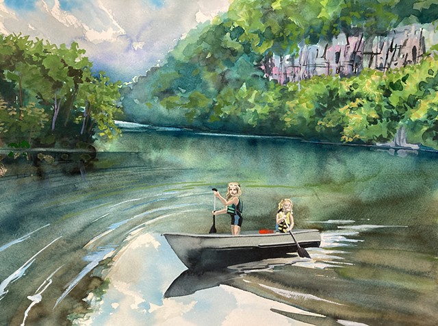 Girls Playing on "The Lake Express"