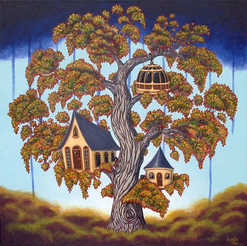 Tree House, Fantasy, Art, Painting, Alexe Lapointe