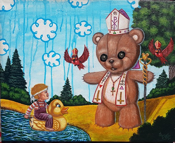 Pascal Leo Cormier, Payazo, Art, Painting, Acrylic, Bear, Pope, Illuminati