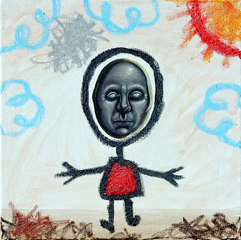 Art, Painting, Kid Drawing, Hello, Portrait, Acrylic, Oil Sticks, Pascal Leo Cormier, Payazo, Montreal