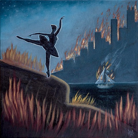 Pascal Leo Cormier, Payazo, Painting, Oil, Apocalypse, Fire, Ballerina, Dance, Danse