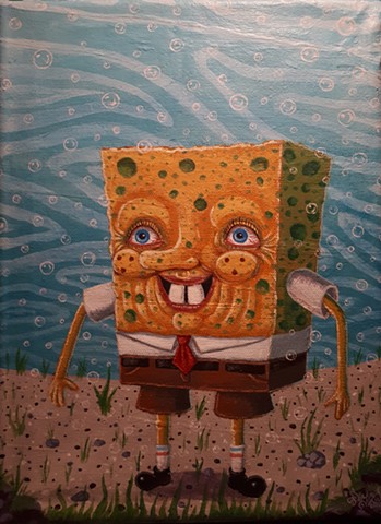 Pascal Leo Cormier, Payazo, Art, Painting, Acrylic, Cartoon, Sponge Bob Square Pants