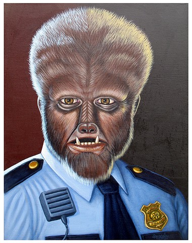 Art, Painting, Monsters Are Real, Wolfman, Justice, Law, Maritime Law, NWO, Werewolf, Police, Police Brutality, Corruption, MK Ultra, Justice System, Pascal Leo Cormier, Payazo
