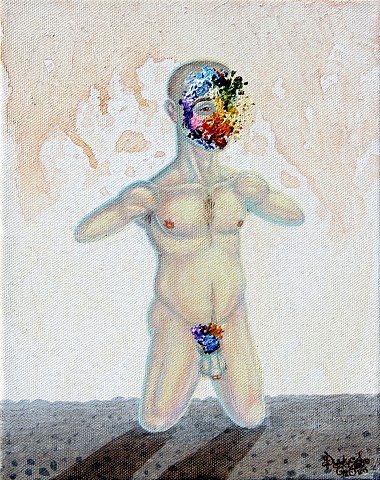 Art, Painting, Portrait, Acrylic, Oil Sticks, Pascal Leo Cormier, Payazo, Montreal, Naked, Man, Hopeless