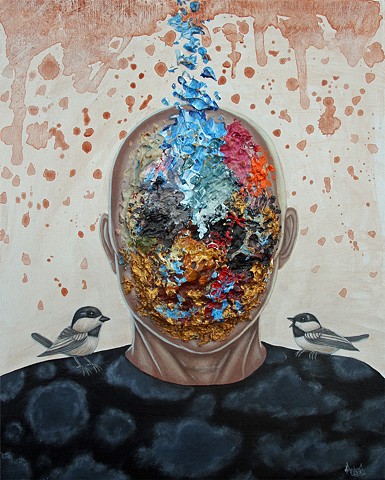 Art, Painting, Portrait, Acrylic, Oil Sticks, Pascal Leo Cormier, Payazo, Montreal, Emotional, Confliting, Reasoning, Birds