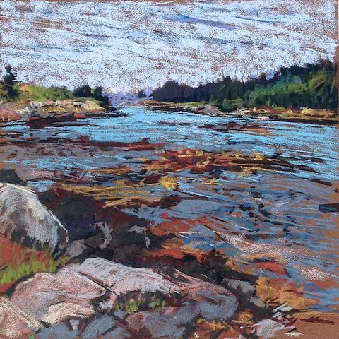 Maine ocean pastel landscape