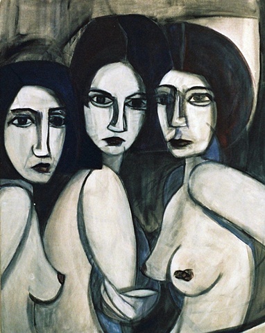 Three Bluish Women