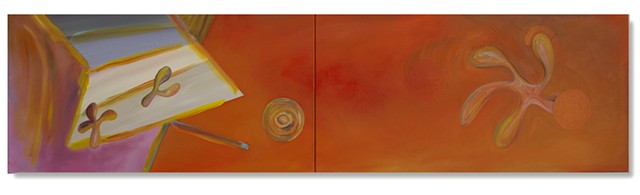 Beachair No.4, Persimmon, Diptych