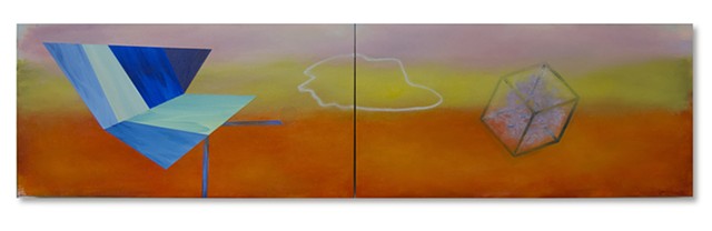 Beachair No. 7, Oil Stick Cloud, Diptych