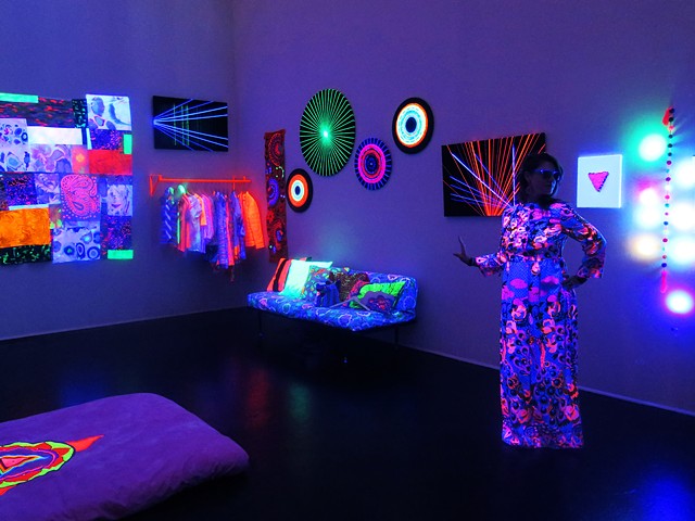 black light glow installation queer contemporary art inner space weaving textile