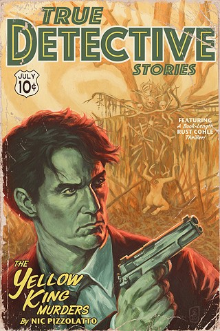 True Detective Stories print by Stephen Andrade Gallery1988 g1988 Idiot Box 2018 yellow king HBO vintage pulp magazine cover