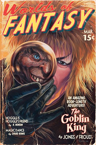 The Goblin King by Stephen Andrade painting Vintage Pulp print 2016 David Bowie Labyrinth Gallery1988 30 Years Later