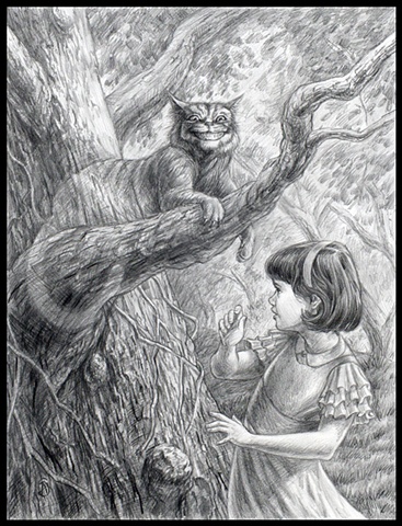 Drawing of Cheshire Cat from "Alice in Wonderland" series by Stephen Andrade