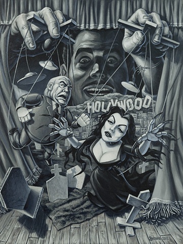 pull the strings ed wood vampirella and tor johnson plan 9 from outer space painting by stephen andrade for crazy 4 cult 6 show in new york 2012gallery 1988