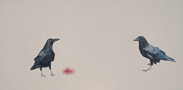 painting of crows, crow painting, Canadian art