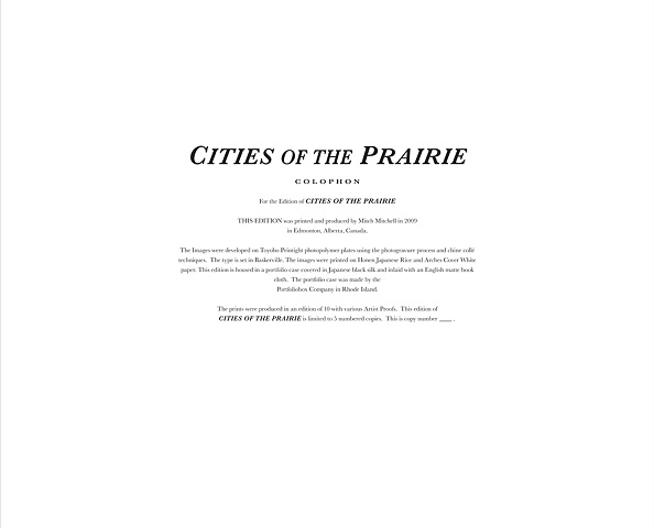 Cities of the Prairie Colophon