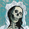 Santa Muerte in white and turquoise 