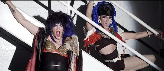 Alaska wool neckpiece and Adore leather cape in the, "I look fucking cool," music video

