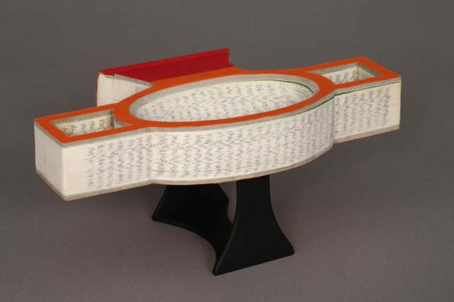 gouge, kylix, ancient, book, bookwork, bookworks, altered book, sculpture, unique book, one of a kind, power tools