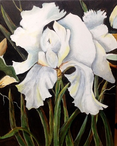 Original, floral, acrylic on canvas, single Iris