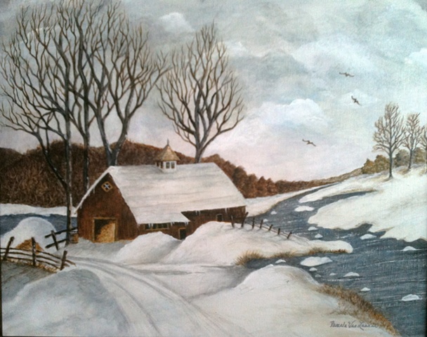 winter landscape with stream