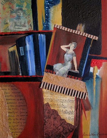 Abstract painting, figurative, collage