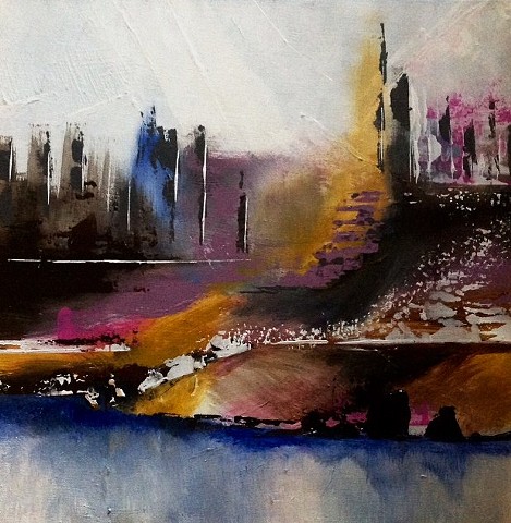 Original acrylic on canvas abstract landscape