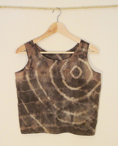 Silk tank dyed with black tea and iron.