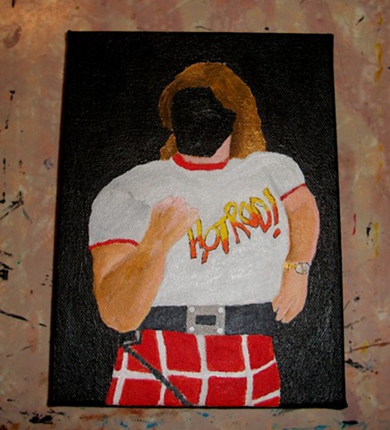 Acrylic painting of former pro wrestler Rowdy Roddy Piper (AKA Roderick George Toombs) by Christopher Stanton