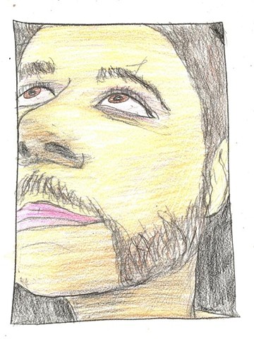 Colored pencil drawing of a bearded man by Christopher Stanton