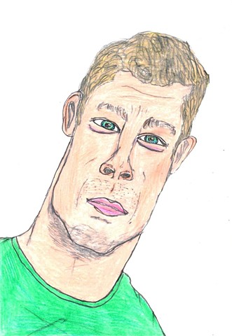 Drawing of retired surfer Mick Fanning by Christopher Stanton