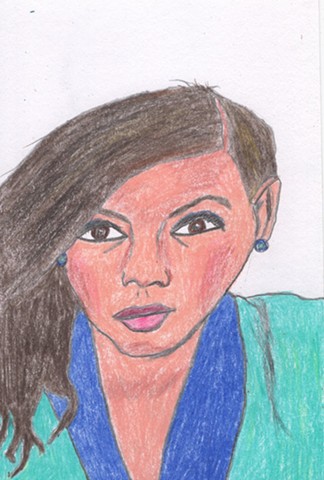 Colored pencil portrait of Congresswoman Jasmine Crockett by Christopher Stanton 