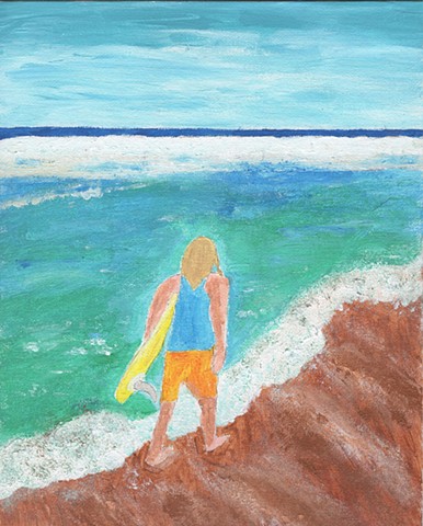 Acrylic painting of a surfer by Christopher Stanton 