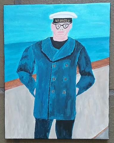 Acrylic painting of a coast guard man by Christopher Stanton