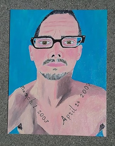Acrylic portrait painting of a man with tattoos by Christopher Stanton