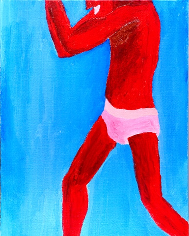 Acrylic painting of a man in underwear by Christopher Stanton