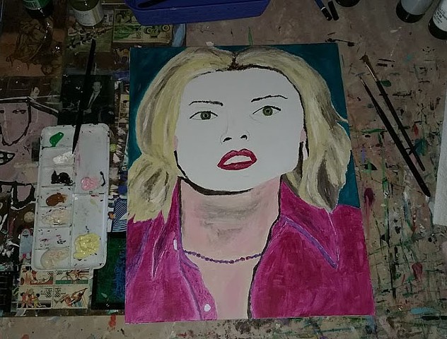 Acrylic portrait painting of singer Debbie Harry by Christopher Stanton 