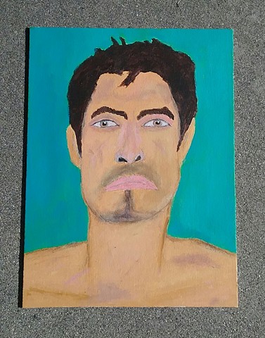 Acrylic painting of surfer Celestino Rodriguez by Christopher Stanton