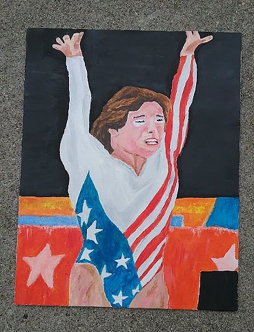 Acrylic painting of gymnast Mary Lou Retton by Christopher Stanton