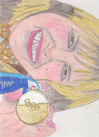 Portrait drawing of figure skater Alysa Liu