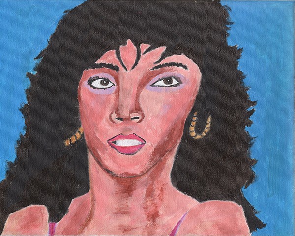 Acrylic portrait painting of disco queen Donna Summer by Christopher Stanton