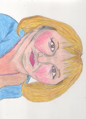 Portrait drawing of psychic Sylvia Browne 
