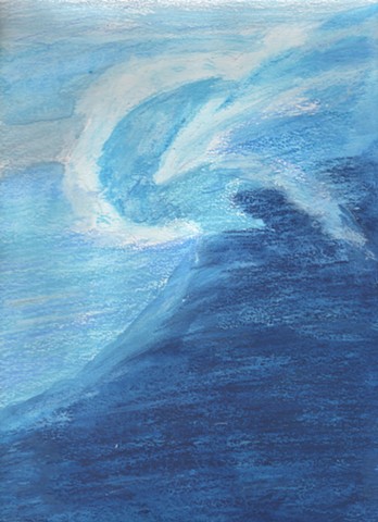 Water soluble crayon and oil pastel study of an ocean by Christoher Stanton